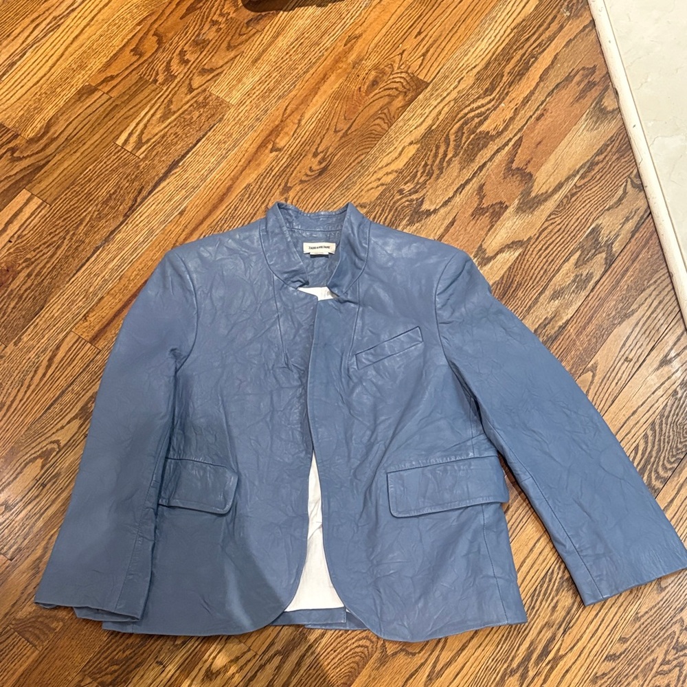 Zadig & Voltaire Powder Blue Leather Jacket - Picture 2 of 5